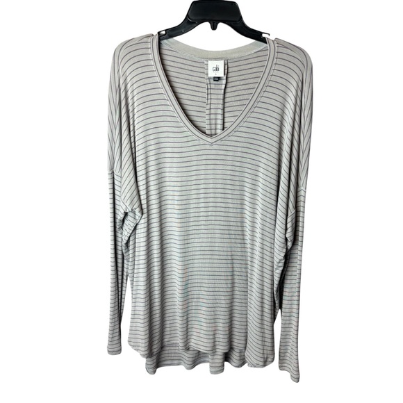 CAbi Tops - Cabi 4376 Plum Tee Pewter Stripe L